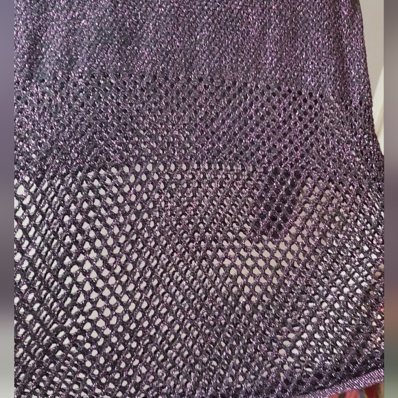 Rock And Republic Purple Metallic Sheer Mesh Long Sleeve Top. Sz L - Picture 4 of 6